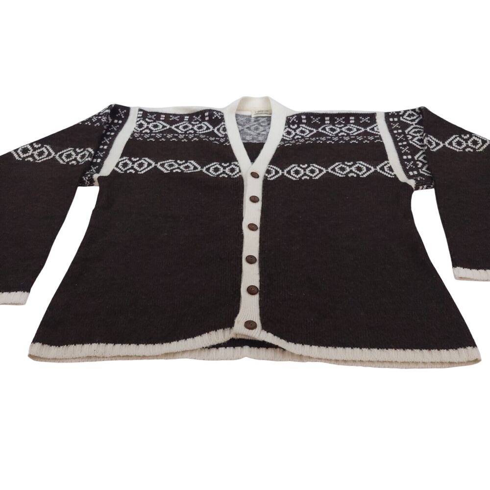 Vintage Arrow Ski Lodge Cardigan Sweater Womens Large Nordic Fair Isle Orlon 60s